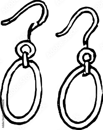 Canvas Print Hand Drawn Vintage Dangle Earrings Vector Drawing