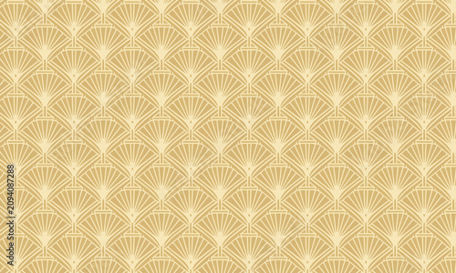 Art Deco Golden Fan Seamless Pattern – Elegant Repeat Vector for Wallpaper and Textile