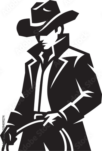 Billede på lærred Cowboy silhouette logo for western mystique high-end apparel brand