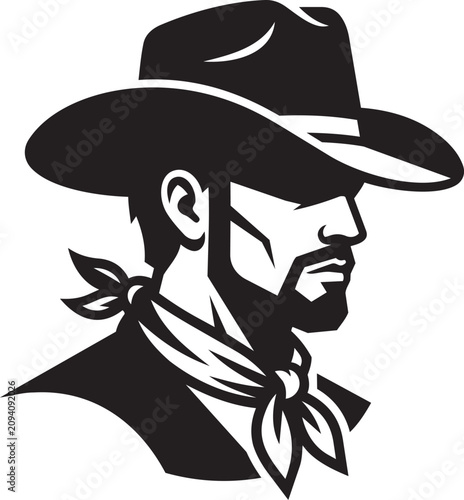 фотографія Blackwood outlaw cowboy logo with hat and bandana
