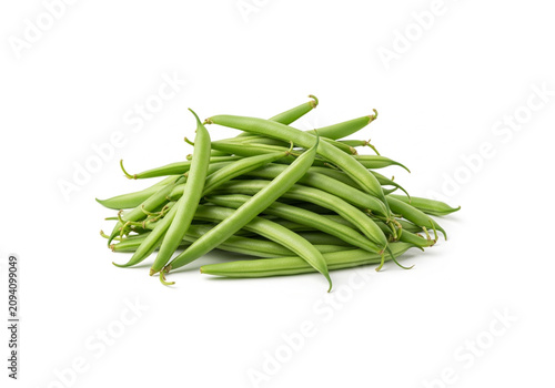 Fresh Green Beans Isolated on White Background Healthy Organic Vegetable Close Up