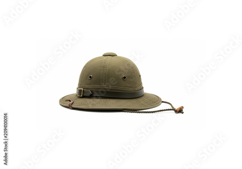 Military Combat Helmet Isolated on White Background with Protective Army Equipment Design