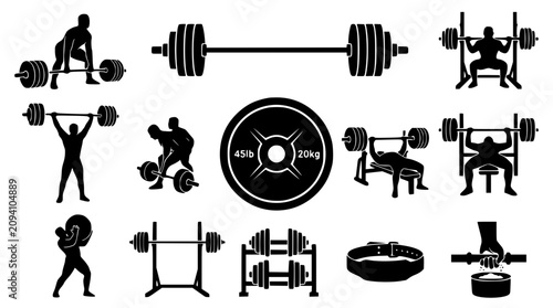 Fotografía Weightlifting silhouettes in action during strength training with gym equipment
