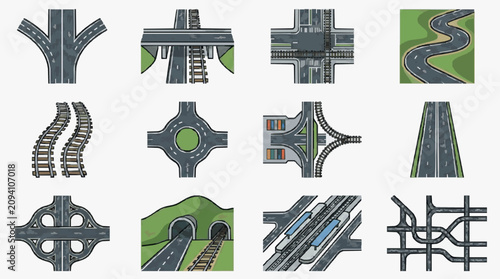 Fotografie Urban Roadway Intersection Design Variations.
