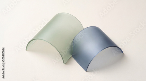 Frosted Acrylic Curved Panels in Sage Green and Soft Blue