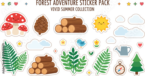 Fotografie Forest Adventure Sticker Pack Summer.