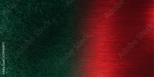 Tableau sur toile A stark contrast of deep forest green texture meeting a brushed metallic red surface, creating a bold graphic texture and abstract backdrop