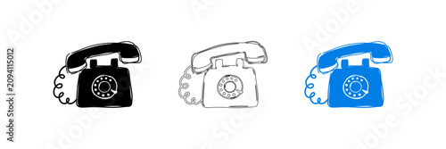 Εκτύπωση καμβά Three retro rotary telephones in different colors isolated on transparent backgr