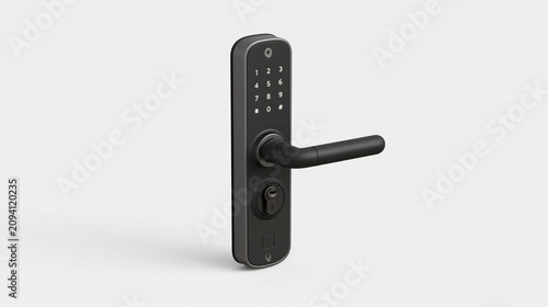 Premium 3D Smart Door Lock with Digital Keypad and Keyhole Isolated on White Background