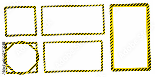 Rectangular Frames With Caution Tape Pattern On White Background