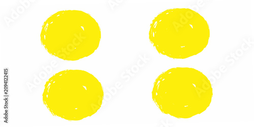 Four Rough Yellow Circular Shapes On White Background