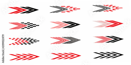 Red And Black Chevron Arrows Pattern On White Background