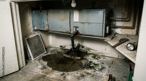 Severe domestic sewage pipeline burst infrastructure failure disaster leaking massive dirty wastewater onto utility basement floor