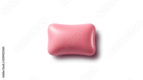 Pink soap bar isolated on white background with soft shadows and glossy texture indicating cleanliness with presents pink moisturizing isolation