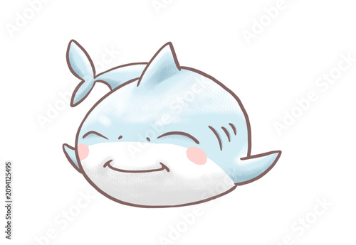 Smiling Cute Baby Shark Character Cartoon Illustration