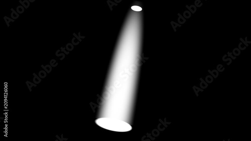 4K White Spotlight Beam On Black Background Stage Light Ray Seamless Loop Video