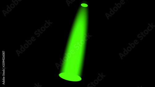 4K Green Spotlight Beam On Black Background Stage Light Ray Seamless Loop Video