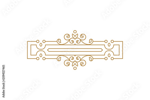 Принти на полотні Elegant gold ornamental frame with intricate swirls and corners