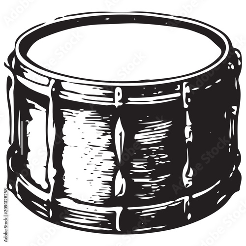 Quadro su tela Vintage Snare Drum Engraving Illustration for Band Orchestra Concert and Rhythm