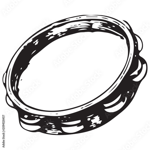 фотографія Vintage Tambourine Engraving Illustration for Music Performance Band and Rhythm
