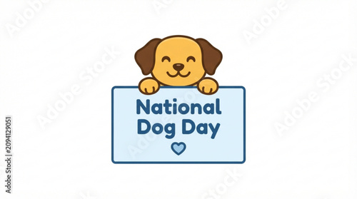 National Dog Day, cute puppy cartoon, dog celebration, pet holiday icon