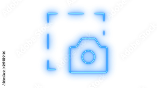 Canvastavla Glowing neon camera screenshot or screen capture icon isolated on transparent background
