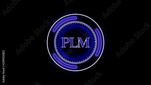 4K Blue Purple Neon HUD PLM Interface Circle HUD Product Lifecycle Management Futuristic Tech UI Seamless Loop Video