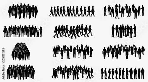 Canvastavla Silhouetted Crowd Grouping in Urban Setting.