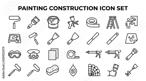 Bild auf Leinwand Collection of Painting and Construction Icons Featuring Essential Renovation Too