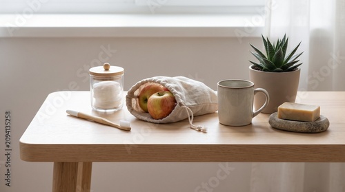 Sustainable Eco Lifestyle with Reusable Glass Jars and Natural Home Decor
