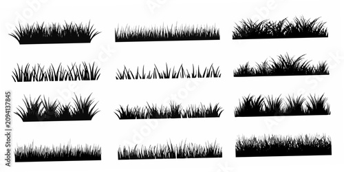 Foto Grass Silhouette Illustrations Collection On White Background