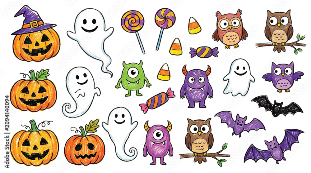 Obraz premium Halloween Felt Fabric Illustration Collection