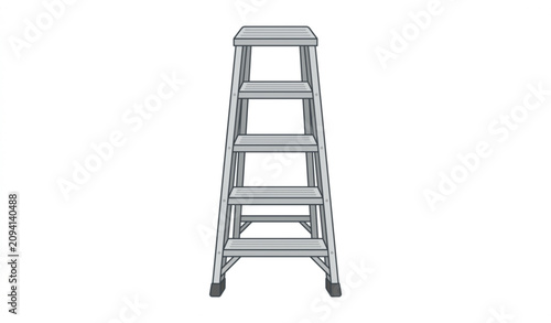 Modern Portable Ladder Standing Alone Flat Vector Illustration Isolated on White Background for Safety Equipment