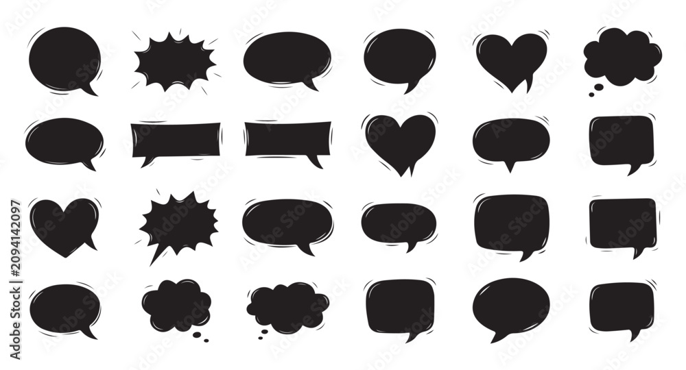 Fototapeta premium Comic style black speech bubbles and thought balloons collection