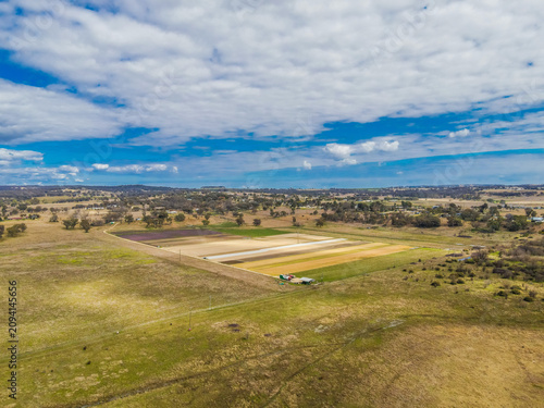 An aerial view of the Sapphire city on a sunny morning at Inverell, Australia