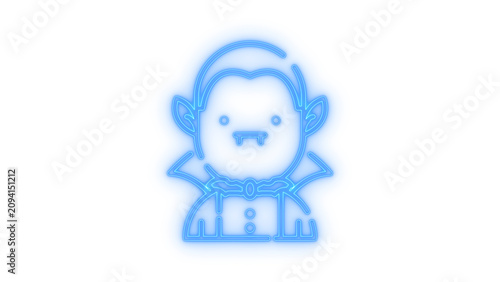 Foto Cute cartoon vampire dracula colorful neon icon with fangs and cape halloween sp