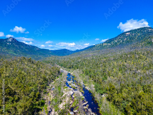 An aerial view of Mann River Nature Reserve in Diehard, Australia
