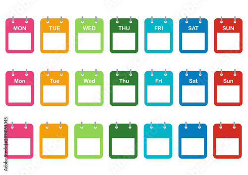 Tableau sur toile Colorful Calendar Weekday Icons Set