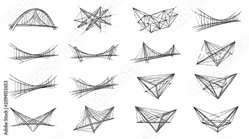 Принти на полотні Abstract Geometric Line Art Collection in Black and White.