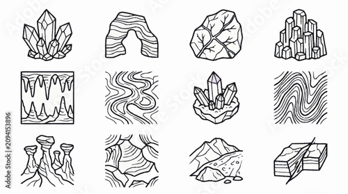 Photos Collection of Geometric and Organic Rock and Crystal Illustrations