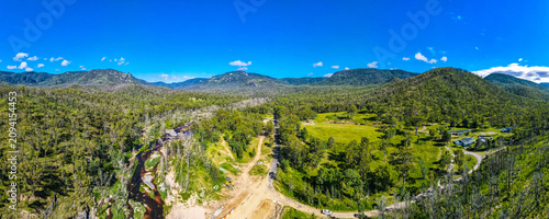 An aerial view of Mann River Nature Reserve in Diehard, Australia