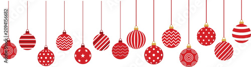 Festive red christmas ornaments hanging for christmas day celebrations