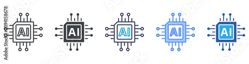 Artificial Intelligence icon set multiple style collection
