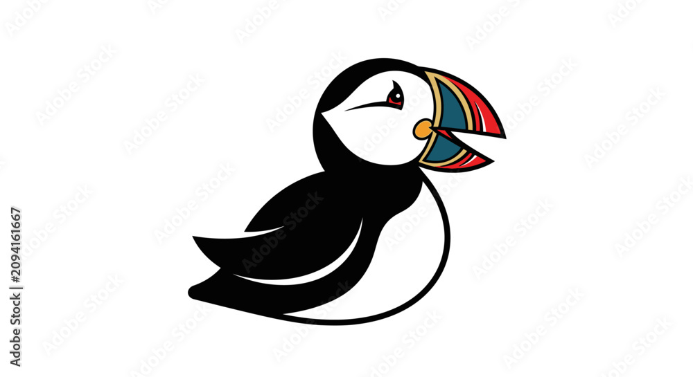 Obraz premium Profile view of a puffin bird head
