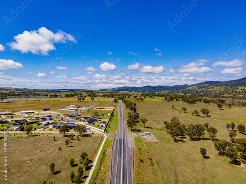 An aerial view of the Tenterfield, Australia on a sunny day
