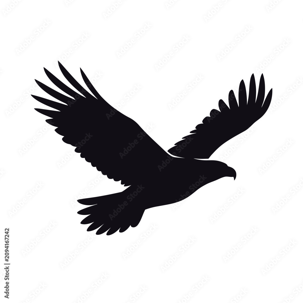 Fototapeta premium Flying Eagle Bird Silhouette Vector Illustration