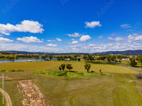 An aerial view of the Tenterfield, Australia on a sunny day