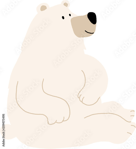 Sitting Polar Bear Facing Left Vector Illustration