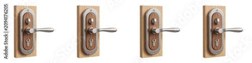 the collection  set of four Heritage Brass door handle on withe background PNG photo HD quality''