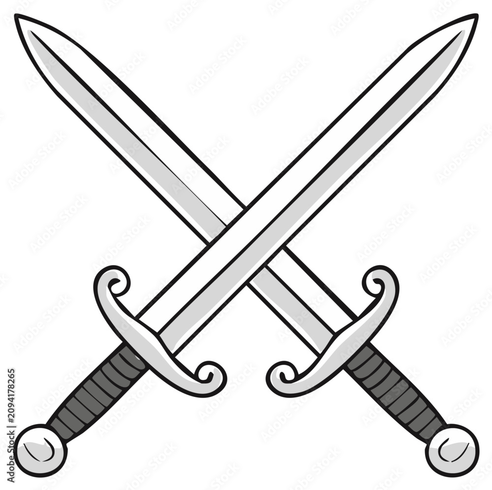 Fototapeta premium Crossed Swords Illustration Symbolizing Conflict, Battle, or Agreement
